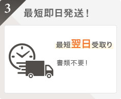 最短即日発送！最短翌日受取り！書類不要！